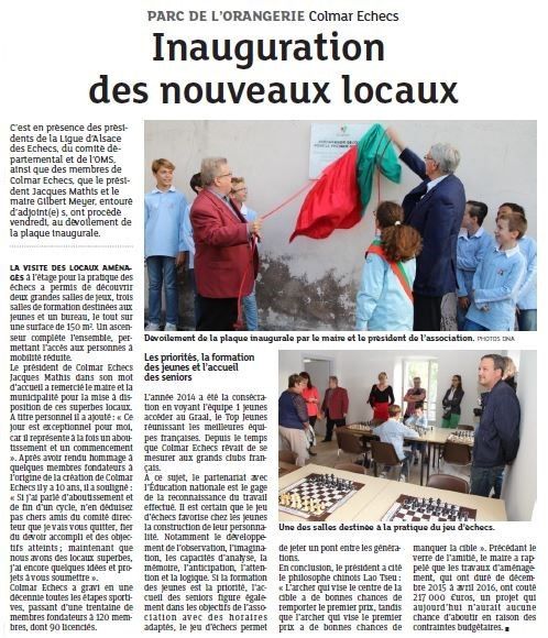 L'article des DNA, 28 septembre 2016