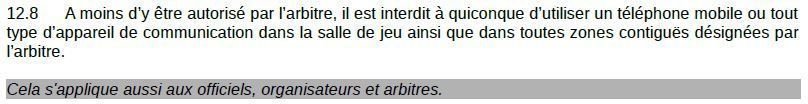 Livre de l'Arbitre (2016/09), chapitre 2 : Les Règles du Jeu, article 12 : Le Rôle de l'arbitre (page 66) 