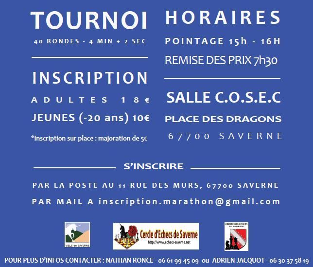 > Samedi 21 et dimanche 22 octobre, marathon de Saverne