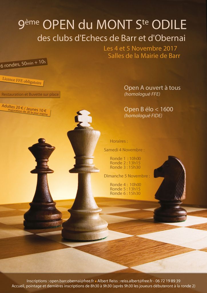 > Samedi 4 et dimanche 5 novembre, 9e open du Mont Sainte-Odile, à Barr