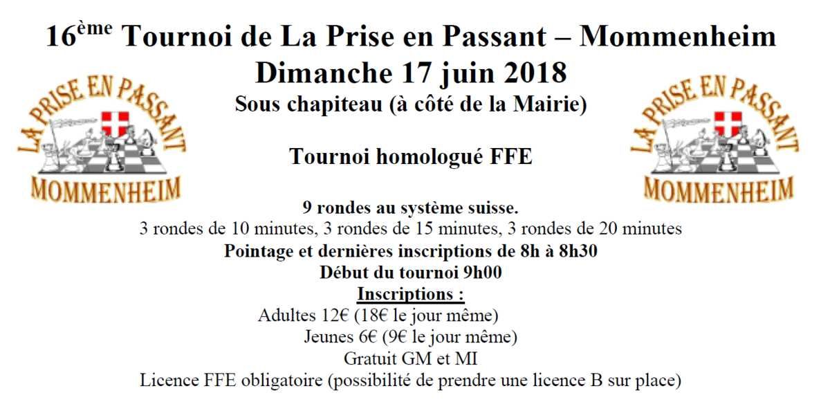 Le calendrier des tournois individuels